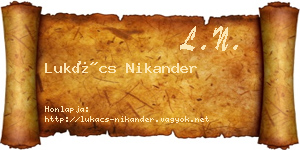 Lukács Nikander névjegykártya